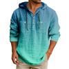 Men's Hooded T-shirt Gradient Color Cotton And Linen Men's Casual Long-sleeved Top