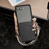 Women Girl's Leather Case For Samsung Z Flip 7 6 5 4 Snake Pattern Pearl Bracelet Lanyard Cover for Samsung Galaxy ZFlip7