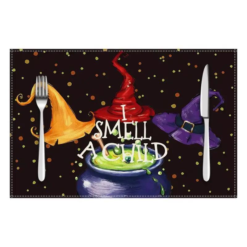 1PC Halloween Placemat Festival Kitchen Linen Dinning Table Mats Bowl Coffee Cup Pads Mats Home Decor