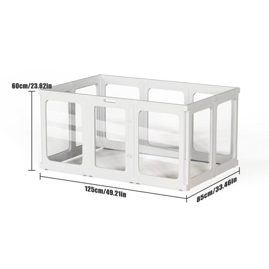 Hunde-Laufstall für den Innenbereich mit Saugnäpfen, Werkzeuglose Montage Tierzaun, 125x85x60cm Zwinger