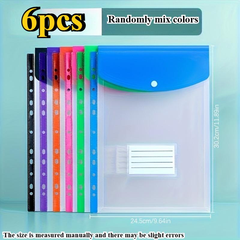 12/6pcs A4 Expanding File Folders with Push-Button 11-Ring Binder Pockets-Binder Organizers for School,Office,Home Organization