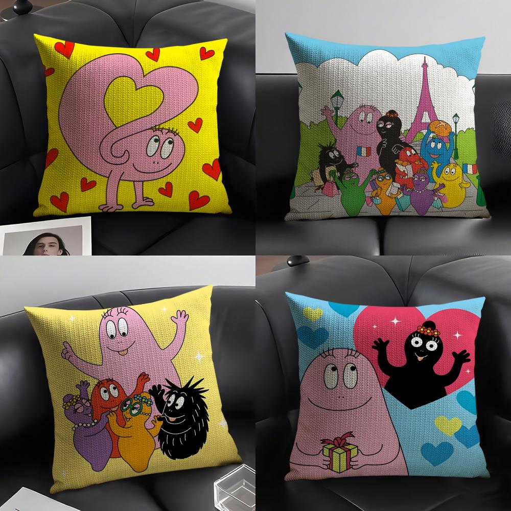 Cute cartoon Bar-bapapa Pillow Case Natural Linen Double-Sided Printing Sofa Home Decor Cushion Cover
