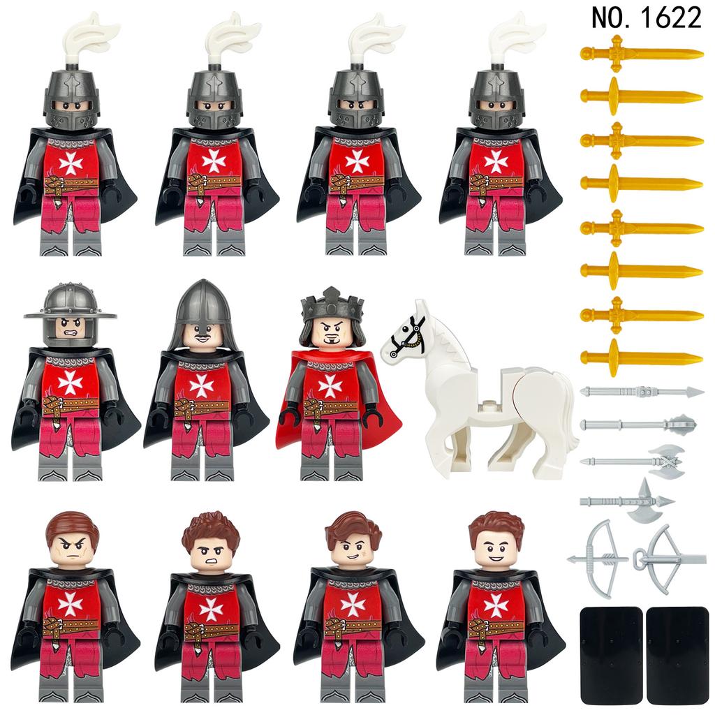 Wolf Knight Warrior Building Blocks – Medieval Castle Horse Soldier Toy with Sword, Axe, Bow, Shield & Cloak for Boys