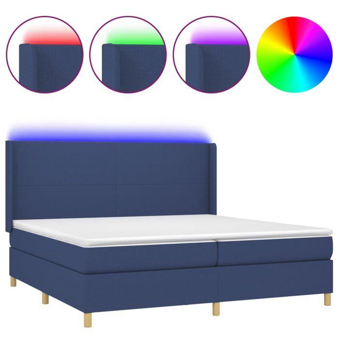 VidaXL Sommier à Lattes de Lit avec Matelas et LED, Lit Rembourré avec Tête de Lit, Lit Double, Lit Adulte de Chambre, 3138747