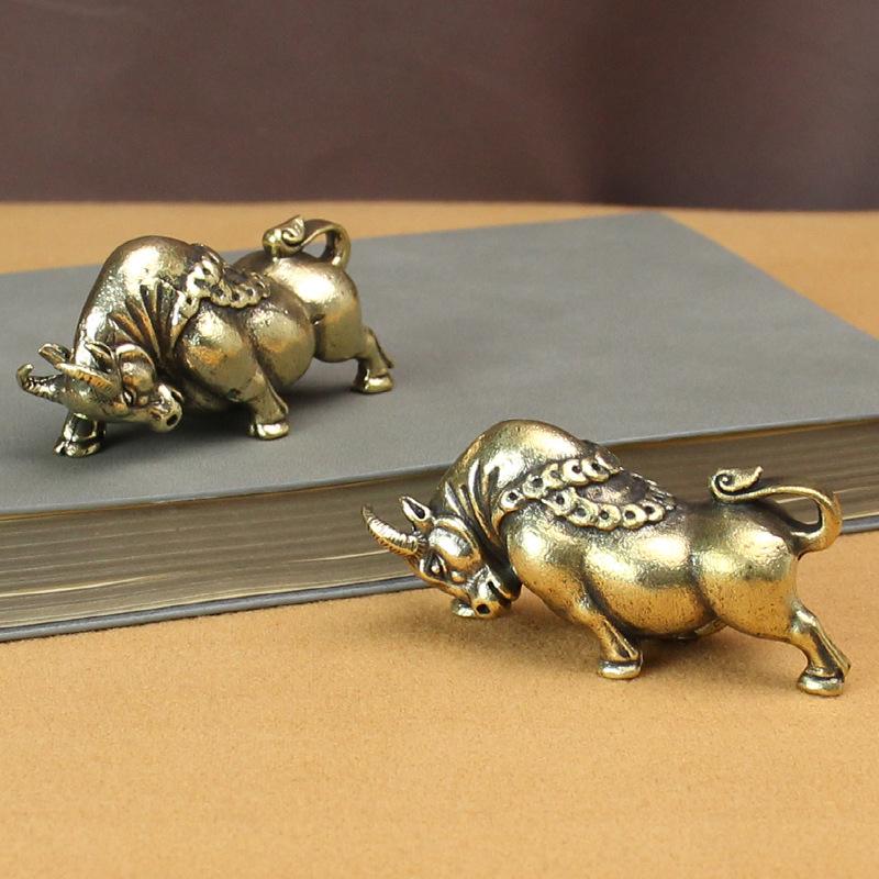 Pure Copper Copper Cow Ornament Pure Copper Bull Sky Copper Ware Home Decoration Living Room Desk Animal Brass Crafts