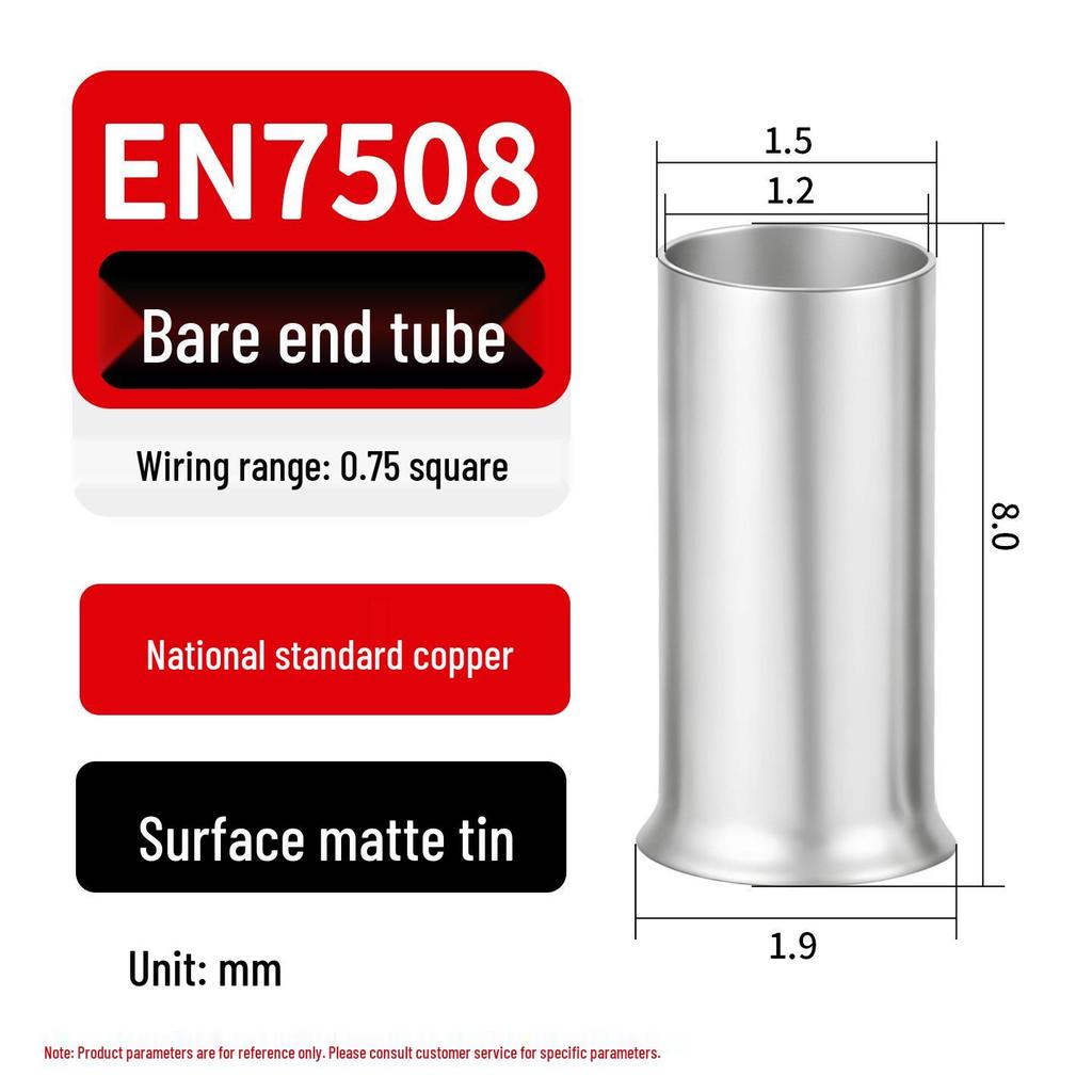 EN Tubular Bare End Cold Crimp Terminal - Purple Copper Pin Type Connector Lug
