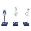3pcs Blue White Color Seagull Statue 5in Seabird Sculpture  Beach Outdoor Decor
