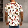 Men Plus Size Round Neck Short Sleeve Christmas Santa Printed White T Shirt