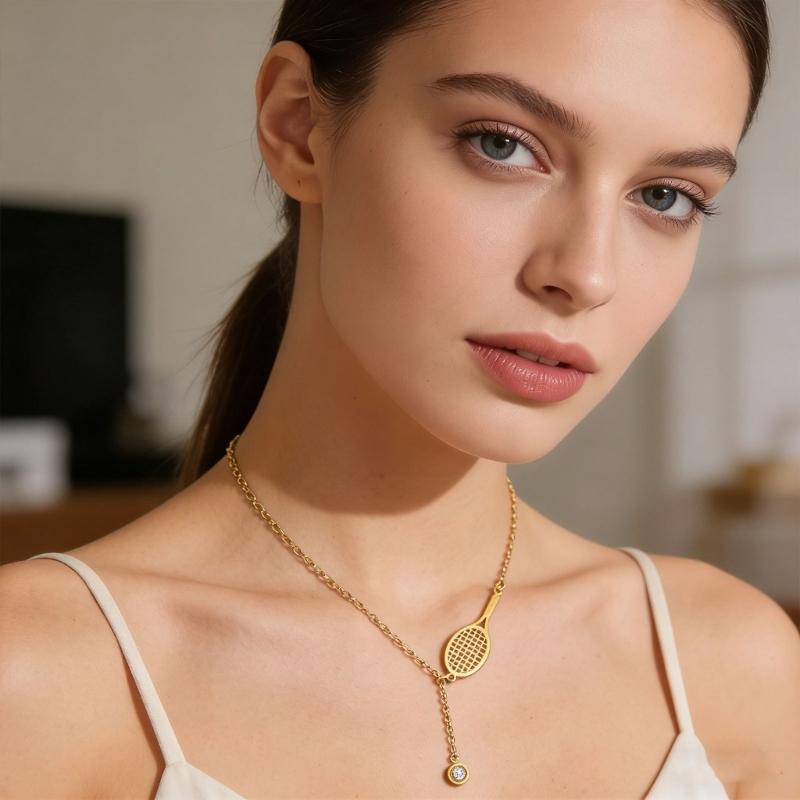 Fashionable Tennis Racket Pendant Necklace Portable And Sturdy For Everyday Wear