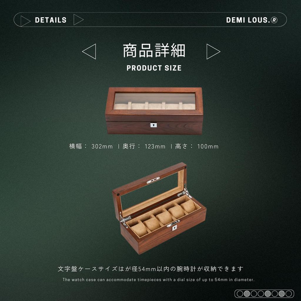 Solid Wood Watch Case for 5 Wooden Display Case with Transparent Collection Box for Men and Design with and Watches, Window, Cover, Women, Heavy-Duty