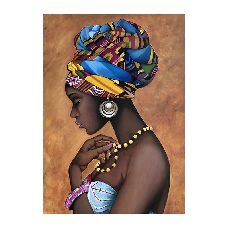 

Красивая африканская женщина, портрет, печать на холсте, настенная живопись в этническом искусстве, винтажный постер, изображение для гостиной, домашний декор, Cuadros 40x50cm No Framed