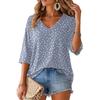 Women's V-Neck Print Lightweight Blouse for Spring and Summer