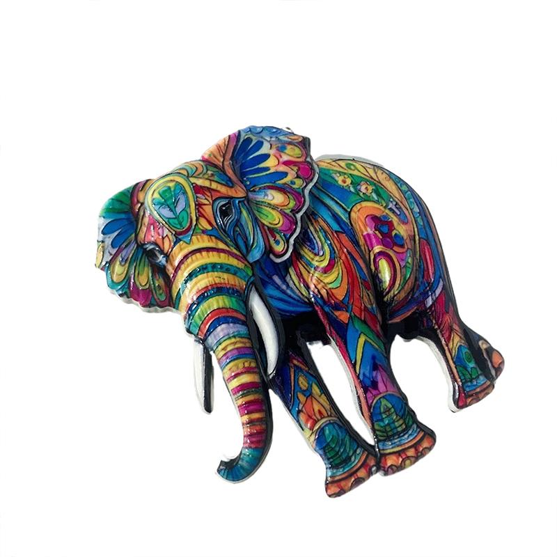 Cute Elephant Bohemian Pattern Resin Relief Magnet Traditional Design Stereo Relief For Refrigerator Travel Souvenir Magnetic