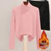 Women's Plush Thermal Slimming Top - Half-High Collar, Velvet-Lined, Versatile T-Shirt for Autumn Winter.