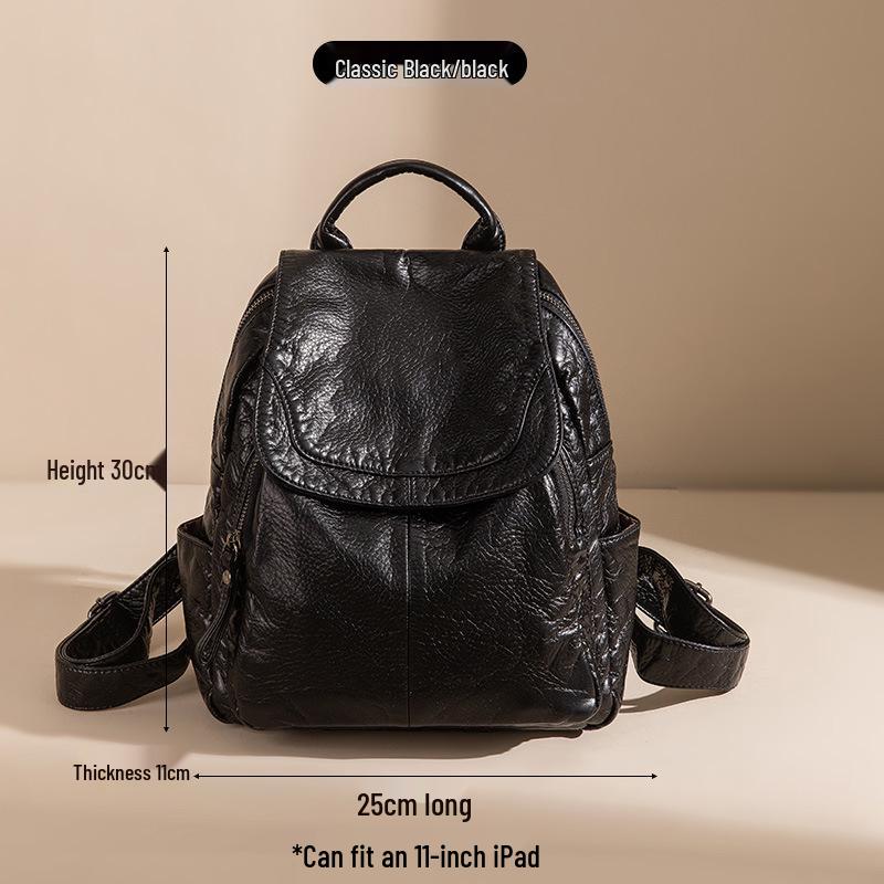 

Женский рюкзак большой вместимости из мягкой кожи с эффектом стирки - Повседневный дорожный и школьный рюкзак