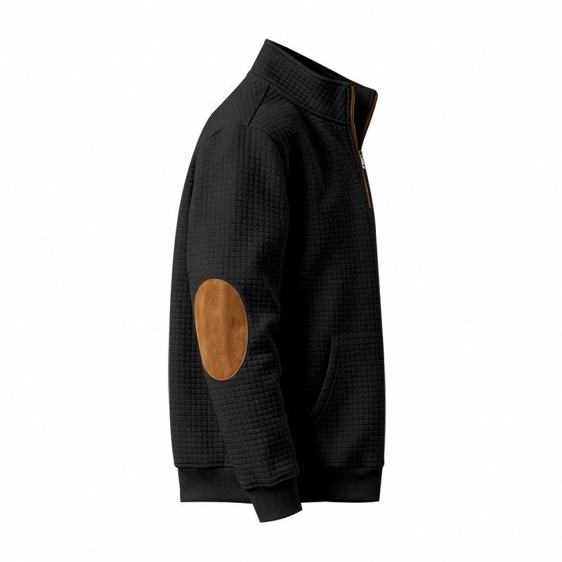 Men's Half-Zip Hoodie Long Sleeve Loose Fit Sweatshirt Pullover with Double Stitching and Paneled Design