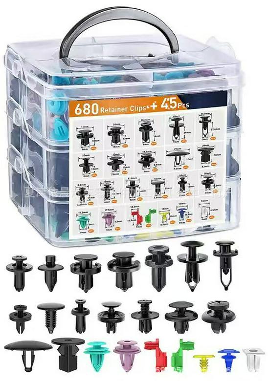 725pcs Auto Fasteners: Bumper & Fender Clips Set