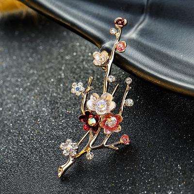 Elegante bouquet di fiori vintage in oro, spilla versatile in lega di diamanti, abbigliamento e accessori da donna