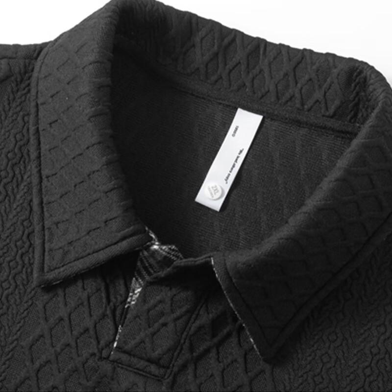 Mao Ren Men's Textured Short Sleeve Polo T-Shirt