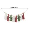 Tree Ornament - Nordic-Inspired Fleece Beads, Green & Pink Pom-Pom Tassels, Versatile Wall Decor for Holiday Celebrations