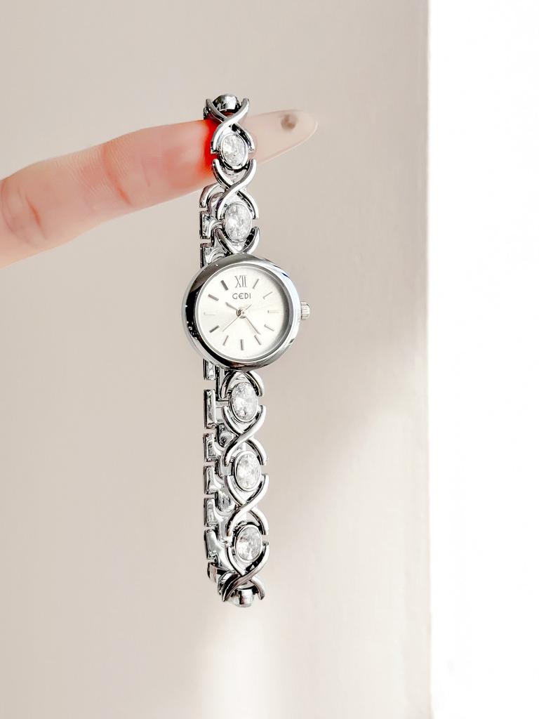 Light Luxury Women's Watch Round Vintage Gemstone Bracelet Water-resistant Quartz Timepiece for Women Premium Accessory Gift