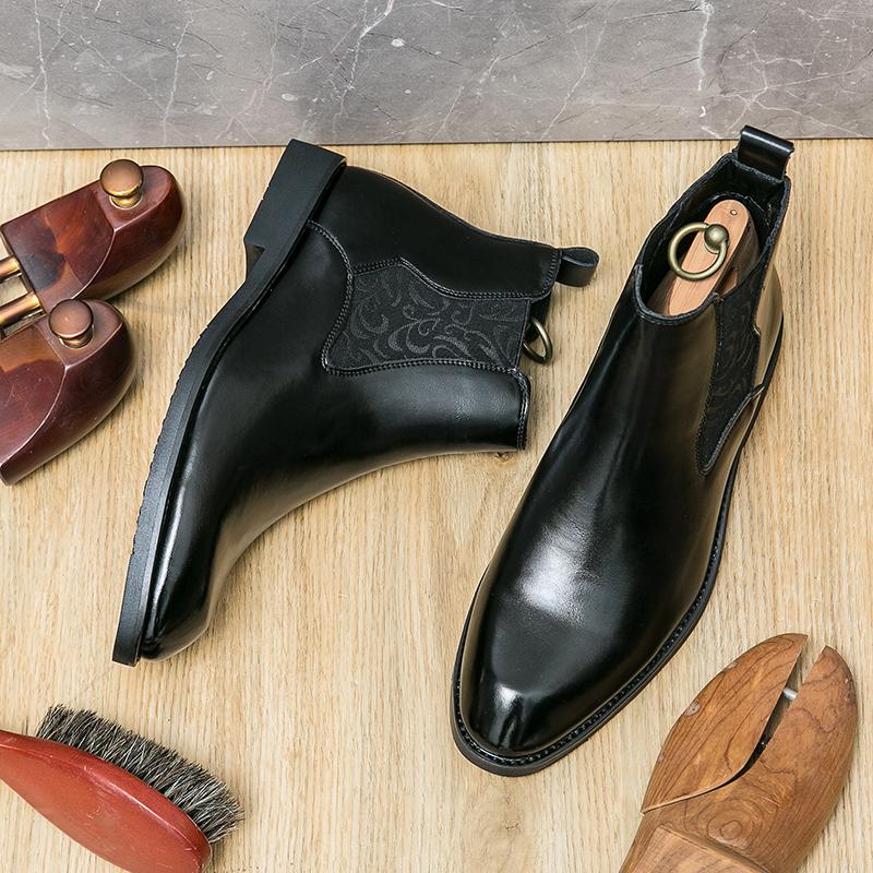 Winter Fashionable New Men's Black Brown Slip On Chelsea Ankle Boots Male High Tops Flats Everyday All Match Shoes