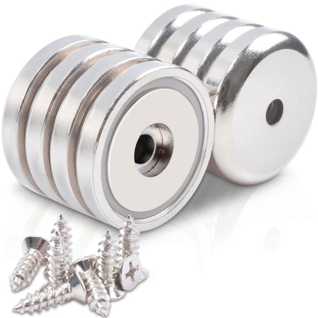 8 Powerful Neodymium Super 35kg Load Waterproof and 32mm 5mm Countersunk Round Neodymium Magnets for and Industrial Wall Mounting Magnets, Strong,