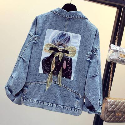Giacca di jeans ricamata Primavera e autunno femminile Nuova versione coreana allentata delle famose giacche corte