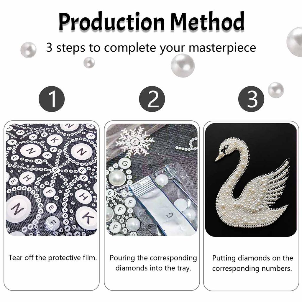 5D DIY Pearl Diamond Painting Kit Elegant Swan Full Drill Embroidery Mosaic Art Home Wall Decor Gift