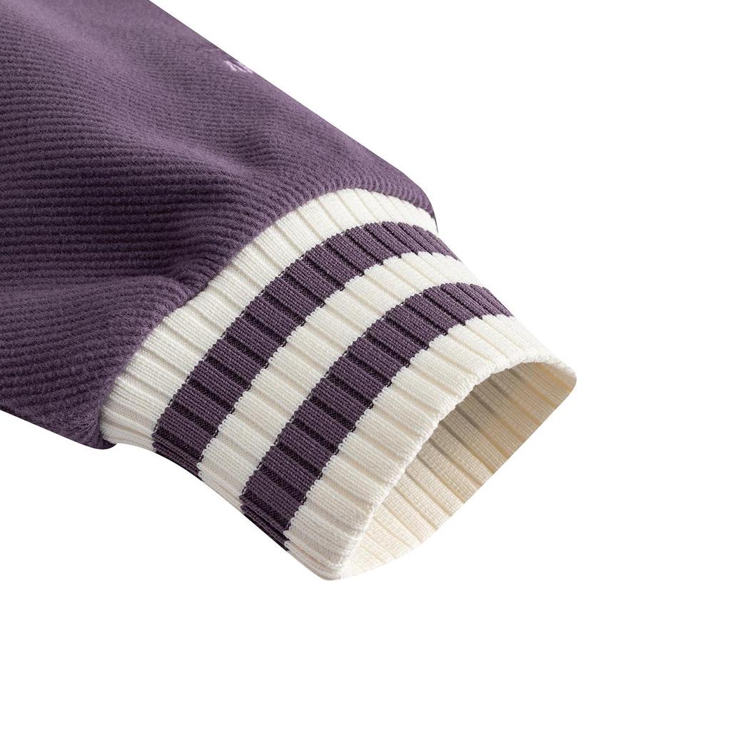Anta Guan Xiaotong Same Style American Retro Baseball Jacket Deep Hibiscus Purple Warm Jade White Women 162618714S-2