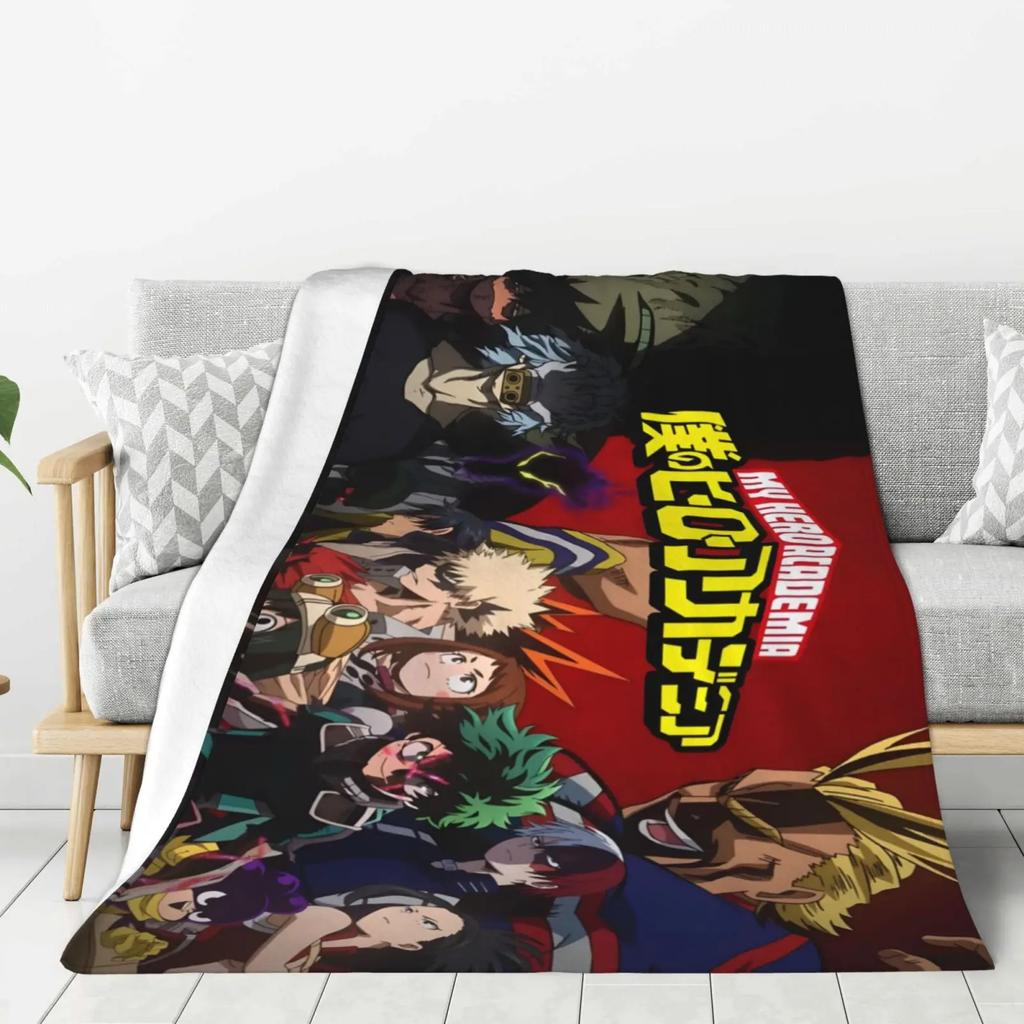 My H-hero Academia Cartoon Printed Blanket Warm Flannel Blankets Soft and Comfortable Blanket Home Travel Blanket Birthday Gift