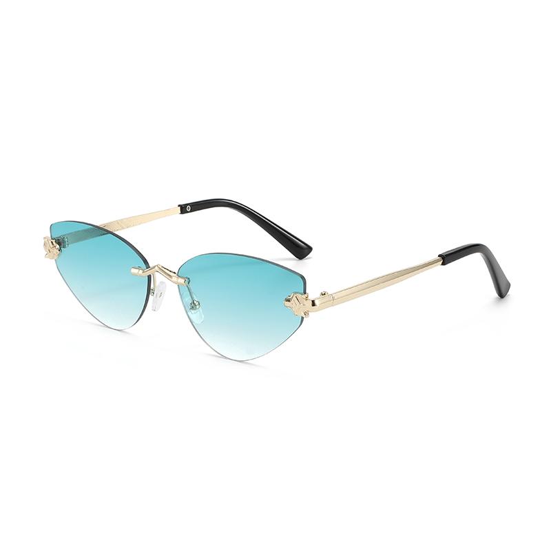 Rimless Cat Eye Metal Sunglasses Women Men Gradient High-quality Brand Sun Glasses Travel Outdoor Party Lady Man Eyewear UV400