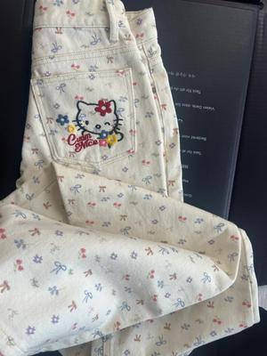 Embroidered Casual Jeans, Retro Sweet And Slimming Floral Straight Leg Trousers