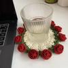 Crochet Coaster Fished Crochet Placemat Cup Pad Heat Insulation Mug Mat Diy Handmade Rose Flower Mother's Day Gift Home Decor