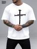 Luminous Print T-shirt 2026 Summer Casual All-match Fashion Trend Short-sleeve Streetwear 2026 Men's Christ Cross Shirt