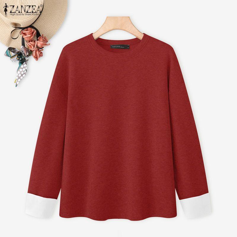 ZANZEA Damen Lässig Rundhals Langarm Herbst Dünne Sweatshirt-Tops