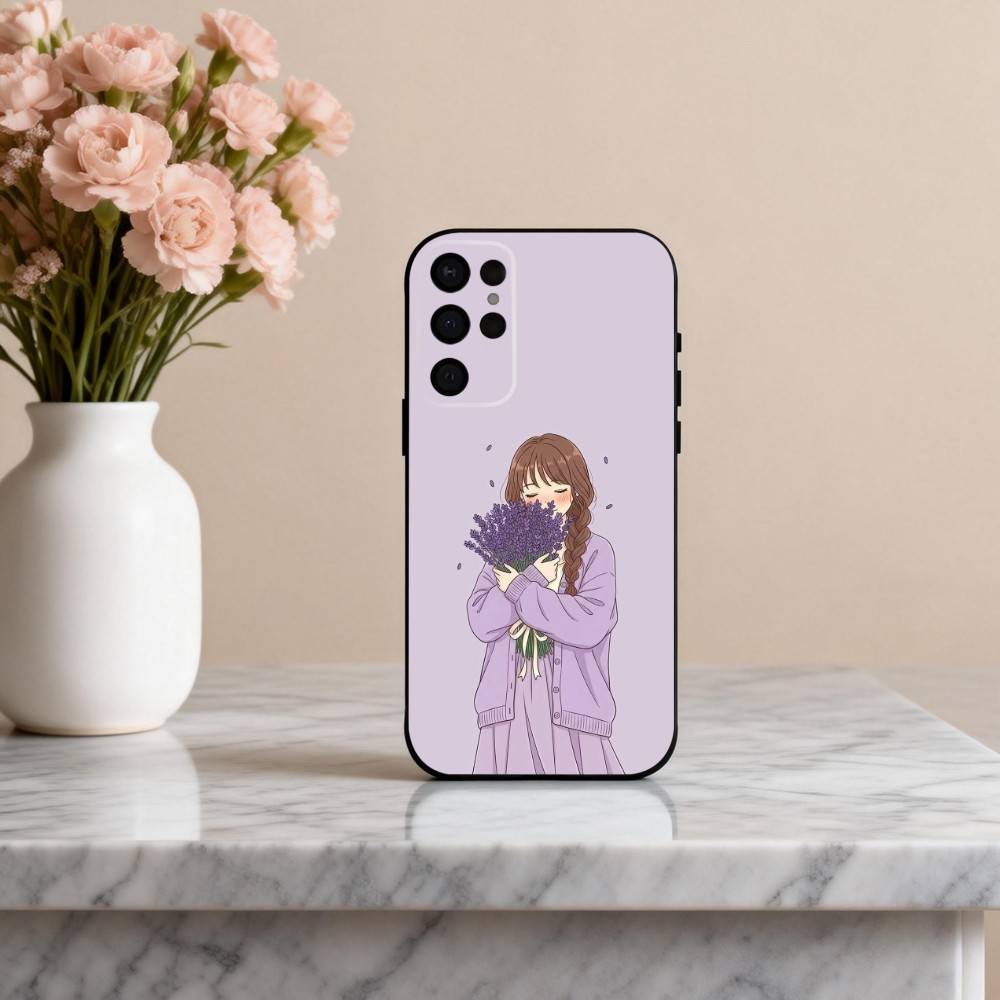 D-Dreamy G-Glow Vibe cartoon girl Phone Case For Samsung S25,24,23,22,30,21,10,9,Ultra,Plus,Lite,FE,4,5 G Soft Black Case