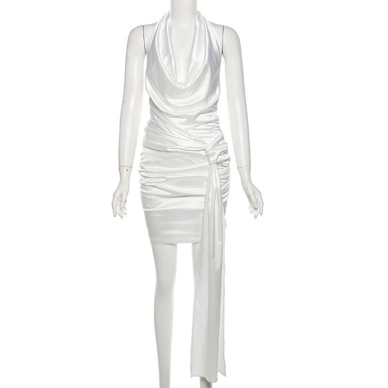 Fall Women's Solid Color Slim-fit High-waisted Street Fashion V-neck Sleeveless Dress