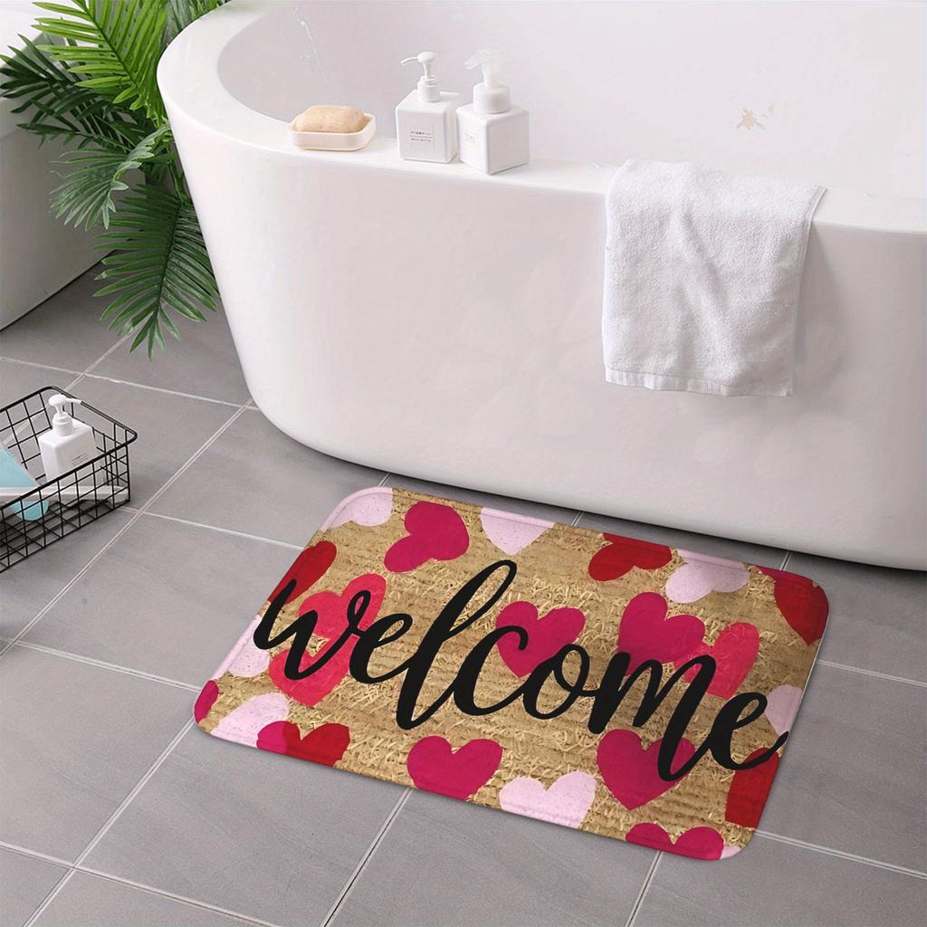 1PC Welcome Pattern Kitchen Rug Non-Slip Door Mat Pop Design Bathroom Rug Bath Mat Carpet for Home Sink Laundry Decoreeree