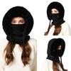 Winter Headgear with Scarf Face Guard Solid 3 In 1 Hat Color Adjustable Drawstring Windproof Hat