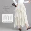 Irregular Mesh A-line Midi Skirt