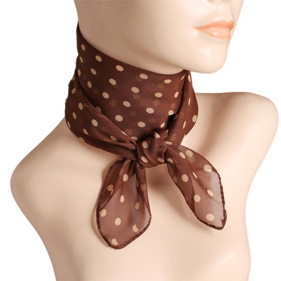 Cachecol feminino com estampa de bolinhas, combinando com cores, fino, respirável, leve, decoração de pescoço, chiffon, cabeça, pescoço, cachecol quadrado, acessório de roupas