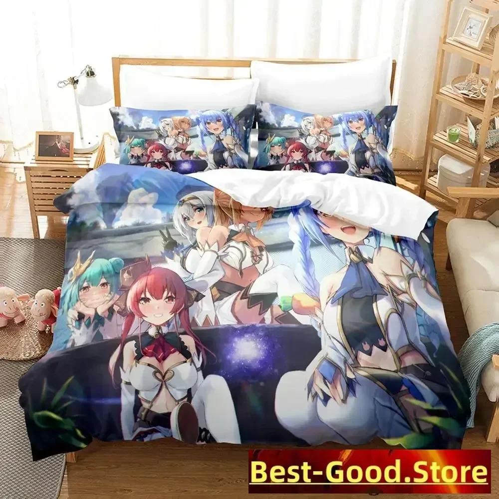 Vtuber Hololive Uruha Rushia Bedding Set Cartoon Anime Three-Piece Set Adult Kid Bedroom Duvetcover Sets 3D Kawaii Cute Girls