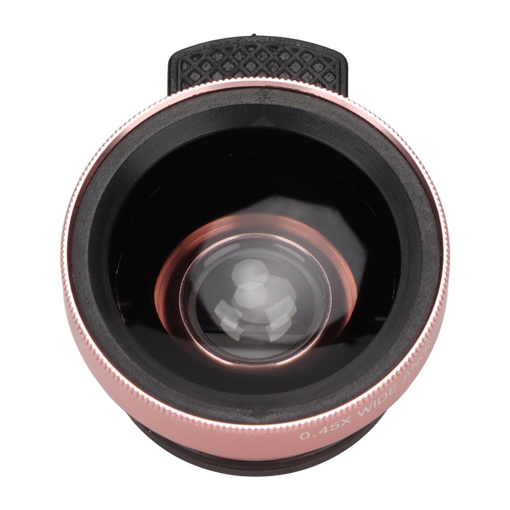 Phone Lens 2 In 1 HD Professional Universal Clip 0.45X Wide Angle 12.5X Macro Lens for Cellphone Tablet Rose Gold