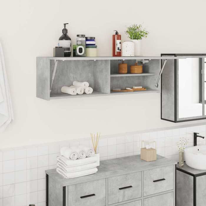 VidaXL Wall-mounted Bathroom Cabinet Concrete Grey 100x25x30cm Engineered Wood 860097