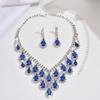 Shining Necklace Earrings Set Clavicle Chain Women Jewelry Set Inlay Rhinestone Jewelry Set  Women