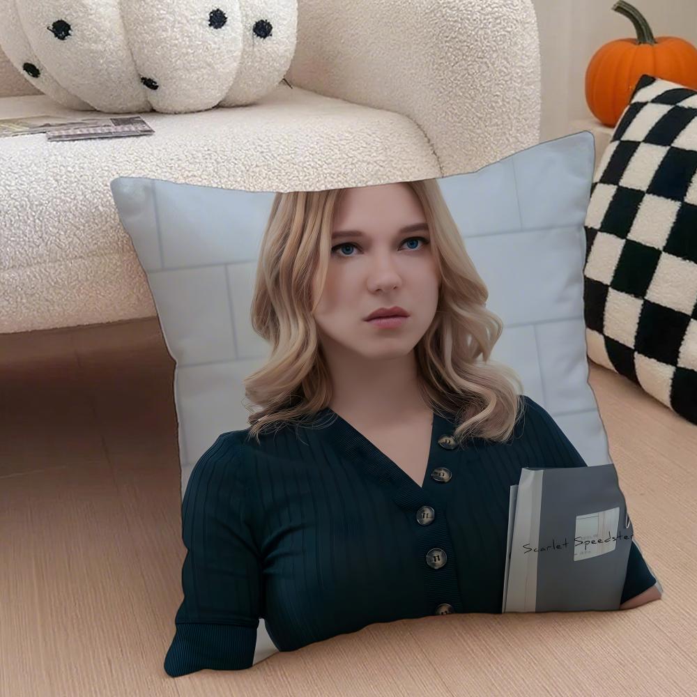 LLea Seydoux Cushion Cover Throw Pillow Cover Hidden Button Durable Polyester Chair Cushion