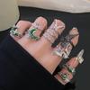 French Green Moon Series Open Ring Niche Design Fashionable High-End Individual Cold Wind Ring Woman