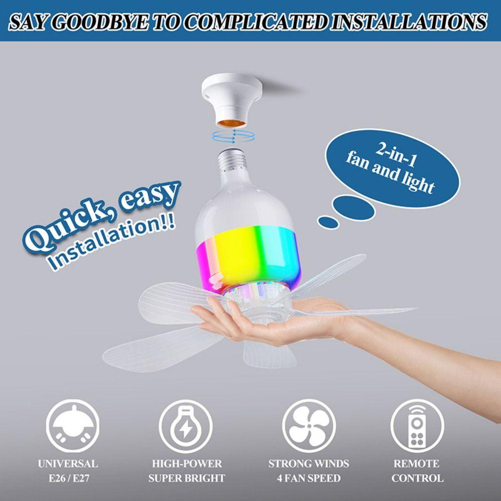 2-in-1 RGB Ceiling Light Remote Control Timing Function Hanging Fan with LED Lighting Speed Adjustable