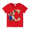 New 100%Polyester T-shirts for Children Cartoon English Letters Graphic T-shirt Boys Casual Short-sleeved Tops Kids Clothes